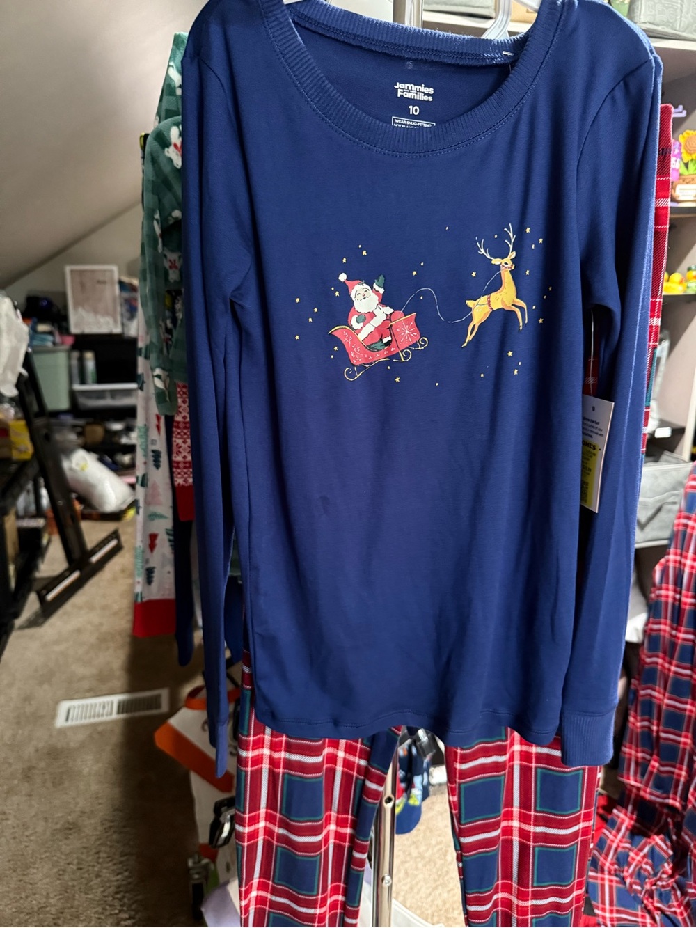 Kids Jammies For Families Navy Santa Sleigh Pajama Top